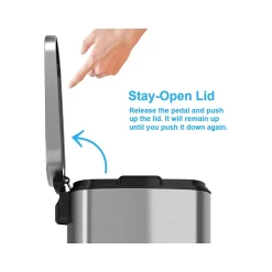 HLS Commercial Stainless Steel Step Trash Can with Hinged Lid, 13.2-Gallon, Silver (HLSS13R)