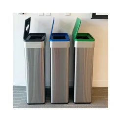 HLS Commercial Stainless Steel Trash Cans, 21-Gallon, Assorted Colors, 3/Set (HLS21UOTTRIO)