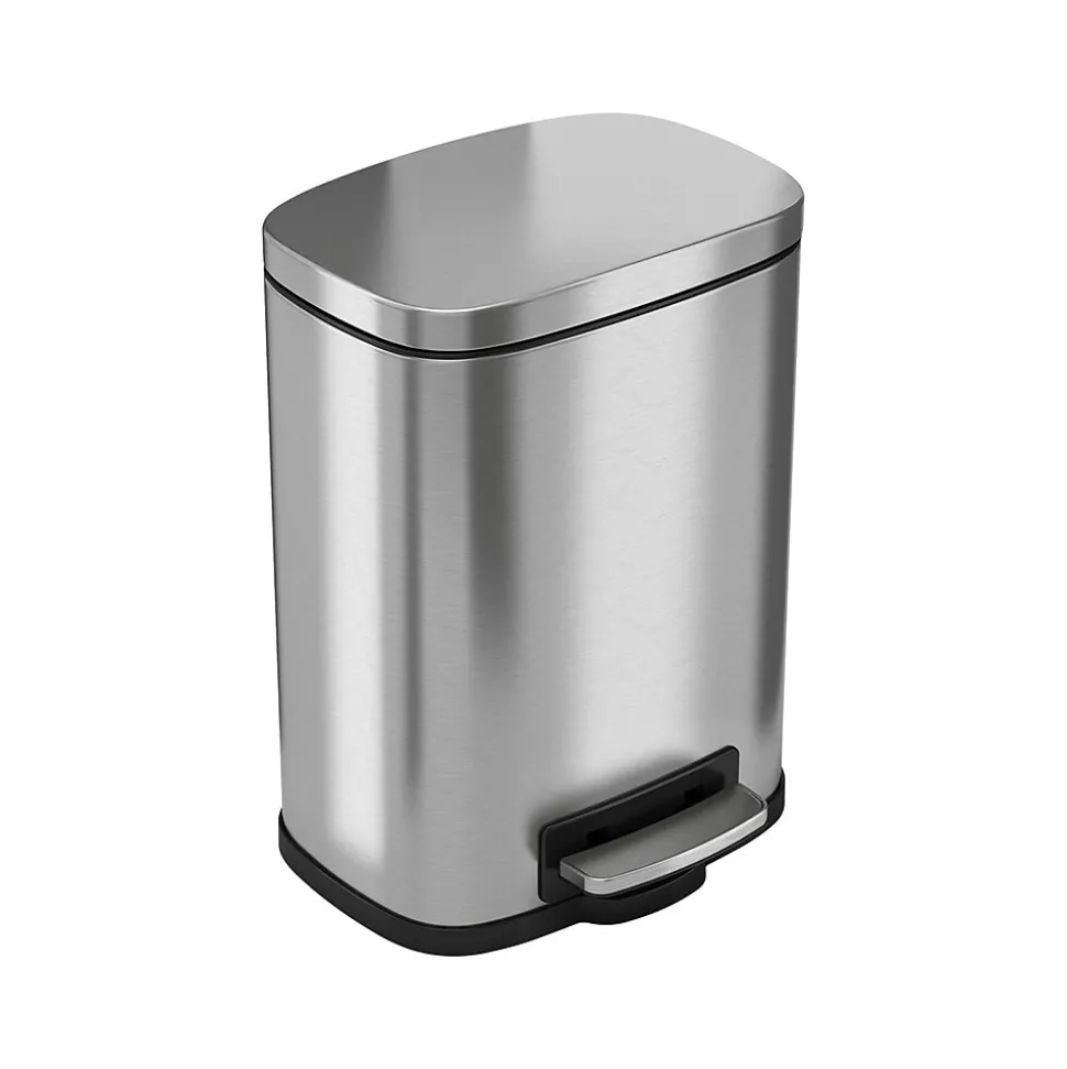 HLS Commercial Stainless Steel Step Trash Can with Hinged Lid, 1.32-Gallon, Silver (HLSS01R)