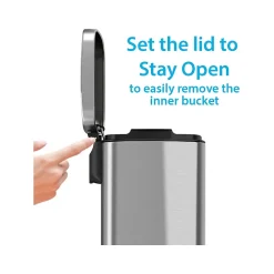 HLS Commercial Stainless Steel Step Trash Can with Hinged Lid, 1.32-Gallon, Silver (HLSS01R)