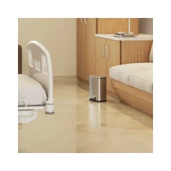 HLS Commercial Stainless Steel Step Trash Can with Hinged Lid, 1.32-Gallon, Silver (HLSS01R)