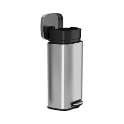 HLS Commercial Stainless Steel Trash Can with Hinged Lid, 8-Gallon, Silver (HLSS08RFR)