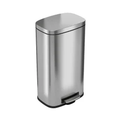 HLS Commercial Stainless Steel Step Trash Can with Hinged Lid, 8-Gallon, Silver (HLSS08R)