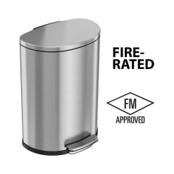 HLS Commercial Stainless Steel Trash Can with Hinged Lid, 13.2-Gallon, Silver (HLSS13DFR)