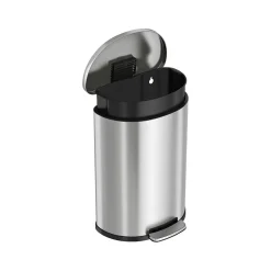 HLS Commercial Stainless Steel Trash Can with Hinged Lid, 13.2-Gallon, Silver (HLSS13DFR)