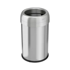 HLS Commercial Stainless Steel Trash Can with Open Lid, 13-Gallon, Silver (HLS13STR)