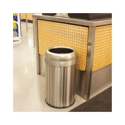 HLS Commercial Stainless Steel Trash Can with Open Lid, 13-Gallon, Silver (HLS13STR)