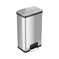 HLS Commercial Stainless Steel Step Trash Can with Hinged Lid, 18-Gallon, Silver (HLS18SS)