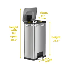 HLS Commercial Stainless Steel Step Trash Can with Hinged Lid, 18-Gallon, Silver (HLS18SS)