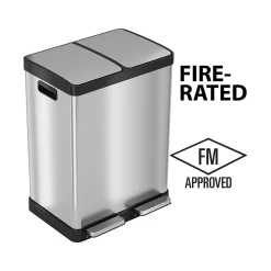 HLS Commercial Stainless Steel Trash & Recycling Bin Combo, 16-Gallon, Silver (HLSS16RFR)