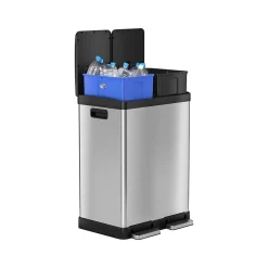 HLS Commercial Stainless Steel Trash & Recycling Bin Combo, 16-Gallon, Silver (HLSS16RFR)