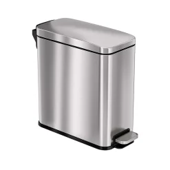 HLS Commercial Stainless Steel Step Trash Can with Hinged Lid, 3-Gallon, Silver (HLSS03RFR)