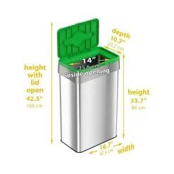 HLS Commercial Stainless Steel Compost Bin, 21-Gallon, Silver/Green (HLS21UOTCOP)