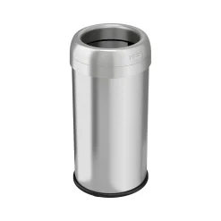 HLS Commercial Stainless Steel Trash Can with Open Lid, 16-Gallon, Silver (HLS16STR)