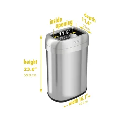 HLS Commercial Stainless Steel Trash Can with Open Lid, 13-Gallon, Silver (HLS13STV)