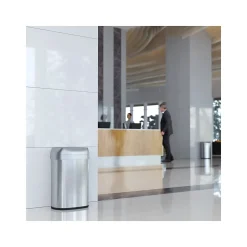 HLS Commercial Stainless Steel Trash Can with Open Lid, 13-Gallon, Silver (HLS13STV)