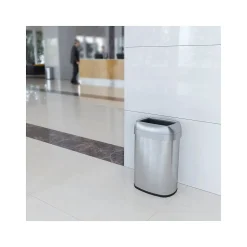 HLS Commercial Stainless Steel Trash Can with Open Lid, 13-Gallon, Silver (HLS13STV)