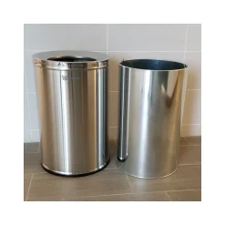 HLS Commercial Stainless Steel Trash Can with Open Lid, 26-Gallon, Silver (HLSC05G26)