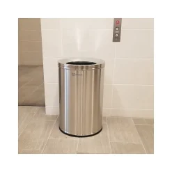 HLS Commercial Stainless Steel Trash Can with Open Lid, 26-Gallon, Silver (HLSC05G26)