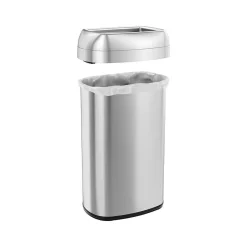 HLS Commercial Stainless Steel Trash Can with Open Lid, 16-Gallon, Silver (HLS16STV)