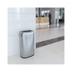 HLS Commercial Stainless Steel Trash Can with Open Lid, 16-Gallon, Silver (HLS16STV)