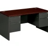 HON 38000 60" Double Pedestal Desk, Mahogany/Charcoal (H38155NS)