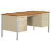 HON 34000 Series 60" Double Pedestal Desk, Harvest Maple/Putty (H34962CL)