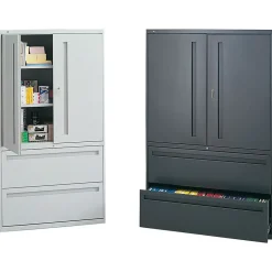 HON 700 Series 2 Drawer Lateral File Cabinet w/Roll-Out & Posting Shelves, Light Grey, Letter/Legal, 42
