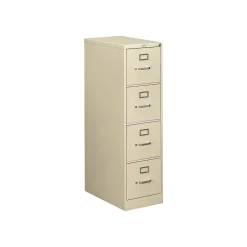 HON 510 Series 4 Drawer Vertical File Cabinet, Letter Size, Lockable, 52"H x 15"W x 25"D, Putty (HON514PL)