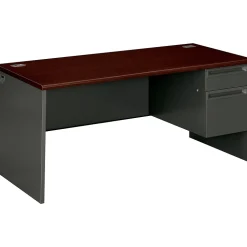 HON 38000 Series 66" Single Pedestal Desk, Charcoal (HON38291RNS)