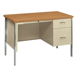 HON 34000 Series 45" Single Pedestal Desk, Harvest Maple/Putty (H34002RCL)