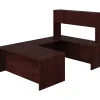 HON 10500 Series Bundle Solutions Left U-Station with Stack-On Storage, Mahogany, 72" x 108"