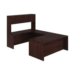 HON 10500 Series Bundle Solutions Left U-Station with Stack-On Storage, Mahogany, 72" x 108"