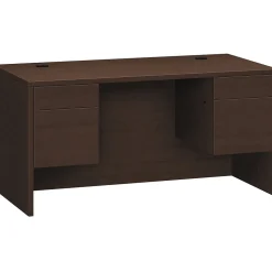 HON 10500 Series Double Pedestal Desk, 2 Box/2 File Drawers, 60"W, Mocha Finish (HON10573MOMO)