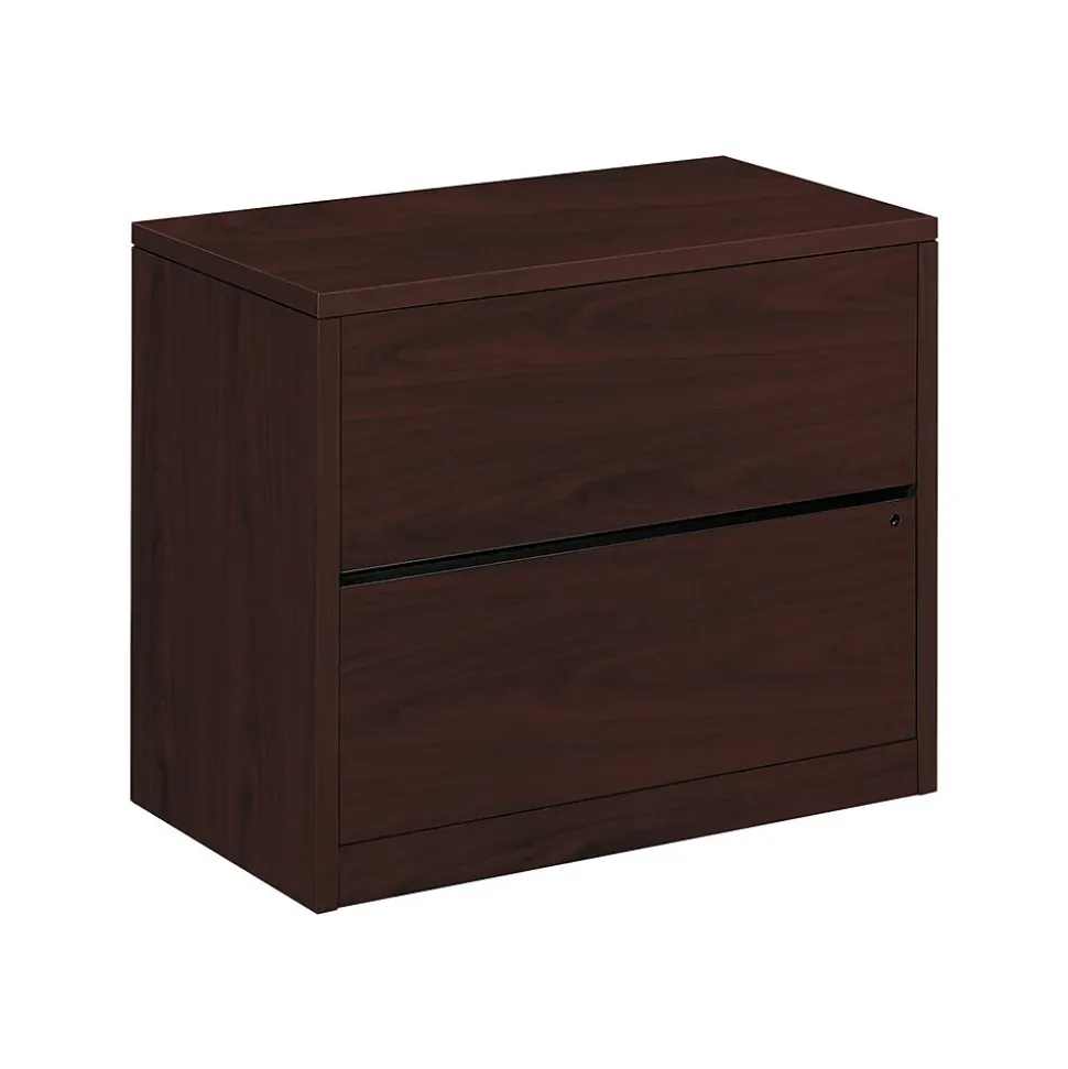 HON 10500 Series 2-Drawer Lateral File Cabinet, Locking, Letter/Legal, Mahogany, 36"W (H10563.NN)