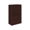 HON 10500 Series 4-Drawer Lateral File Cabinet, Locking, Letter/Legal, Mahogany, 36"W (H10516.NN)