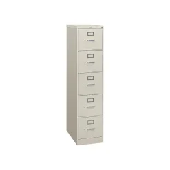 HON 310 Series 5-Drawer Vertical File Cabinet, Locking, Letter, Gray, 26.5"D (PHS-84)