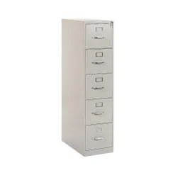 HON 310 Series 5-Drawer Vertical File Cabinet, Locking, Letter, Gray, 26.5"D (PHS-84)
