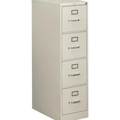 HON 510 Series 4-Drawer Vertical File Cabinet, Letter Size, Lockable, 51.97"H x 15"W x 25"D, Light Gray (H514.P.Q)