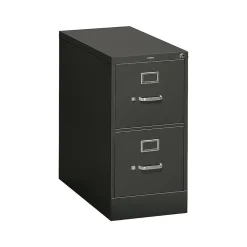 HON 310 Series 2-Drawer Vertical File Cabinet, Letter Size, Lockable, 29"H x 15"W x 26.5"D, Black (HON312PP)