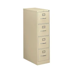 HON 310 Series 4-Drawer Vertical File Cabinet, Letter Size, Lockable, 52"H x 15"W x 26.5"D, Putty (HON314PL)