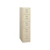 HON 310 Series 5-Drawer Vertical File Cabinet, Letter Size, Lockable, 60"H x 15"W x 26.5"D, Putty (HON315PL)