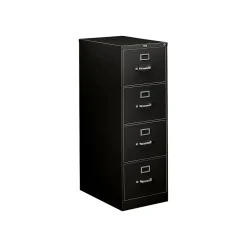 HON 310 Series 4-Drawer Vertical File Cabinet, Legal Size, Lockable, 52"H x 18.25"W x 26.5"D, Black (HON314CPP)