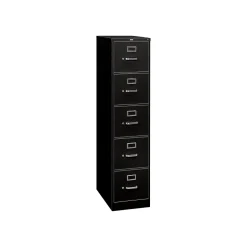 HON 310 Series 5-Drawer Vertical File Cabinet, Legal Size, Lockable, 60"H x 18.25"W x 26.5"D, Black (HON315CPP)