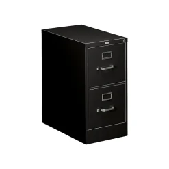 HON 510 Series 2-Drawer Vertical File Cabinet, Locking, Letter, Black, 25"D (HON512PP)