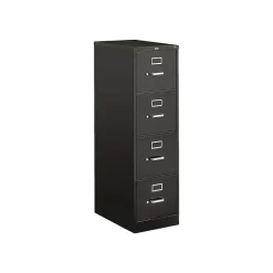 HON 510 Series 4-Drawer Vertical File Cabinet, Locking, Letter, Black, 25"D (HON514PP)