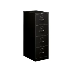 HON 510 Series 4-File Drawers Vertical File Cabinet, Legal Size, Lockable, 51.97"H x 18.27"W x 25"D, Black (514CPP)