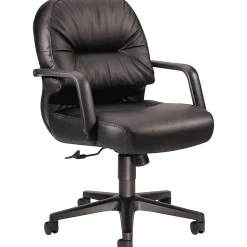HON 2090 Series Leather Executive Mid-Back Chair, Black (H2092SR11T)