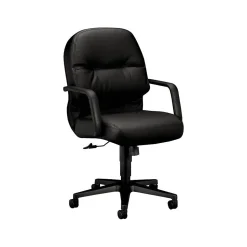 HON 2090 Series Leather Executive Mid-Back Chair, Black (H2092SR11T)