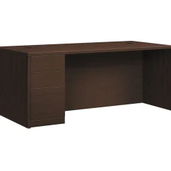HON 10500 Series Left Pedestal Desk, 2 Box/1 File Drawer, 72"W, Mocha Finish